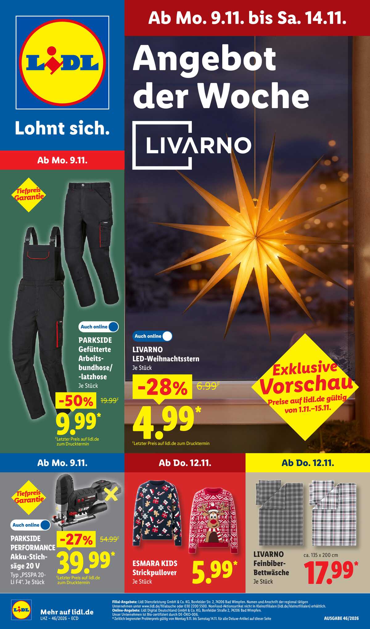 Leták Lidl Německo 9.11.-14.11.2026 strana 1