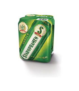 Staropramen Světlý, výčepní pivo (plechovka, 4 kusy)