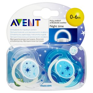 Philips Avent Silikonové ortodontické noční šidítko 2ks
