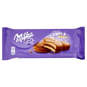Milka Choc&Choc jemné pečivo plněné kakaovou náplní s kousky mléčné čokolády z alpského mléka 150g