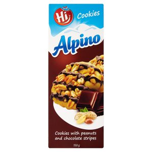 Hi Alpino Sušenky s kousky arašídů polévané čokoládou 150g