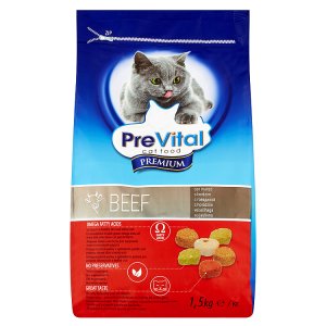 PreVital Premium Kompletní krmivo pro dospělé kočky s hovězím 1,5kg