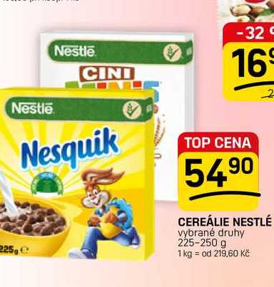 CEREÁLIE NESTLÉ vybrané druhy 225-250 g