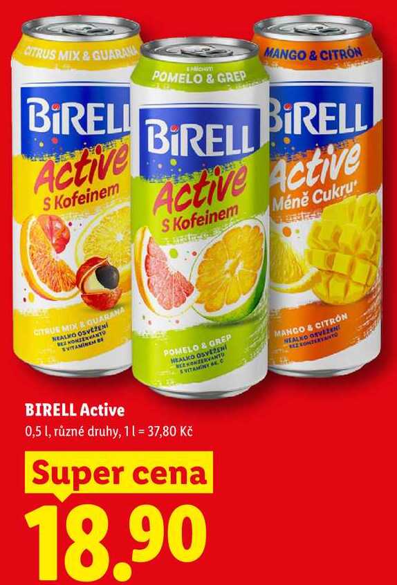 BIRELL Active, 0,5 l, různé druhy