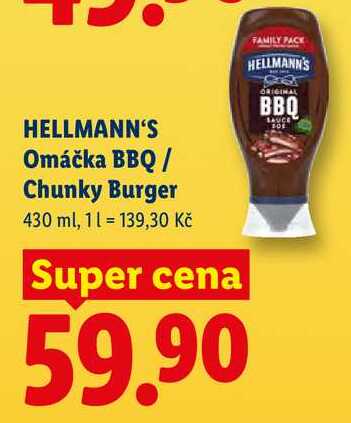 HELLMANN'S Omáčka BBQ/ Chunky Burger, 430 ml