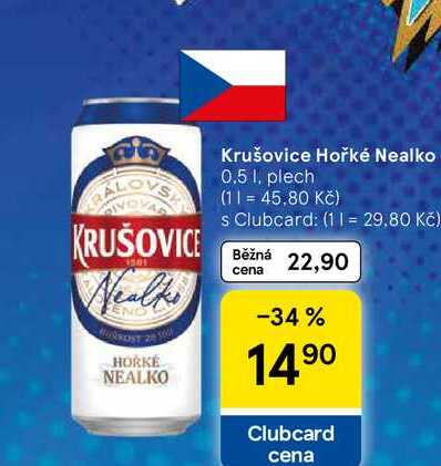 Krušovice Hořké Nealko, 0.5 l, plech 