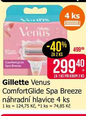 Gillette Venus ComfortGlide Spa Breeze náhradní hlavice 4 ks