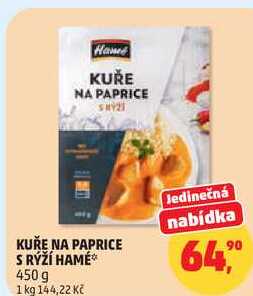 KUŘE NA PAPRICE S RÝŽÍ HAMÉ, 450 g  