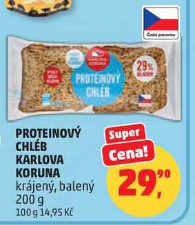 PROTEINOVÝ CHLÉB KARLOVA KORUNA krájený, balený, 200 g  