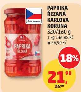 PAPRIKA ŘEZANÁ KARLOVA KORUNA, 320/160 g 