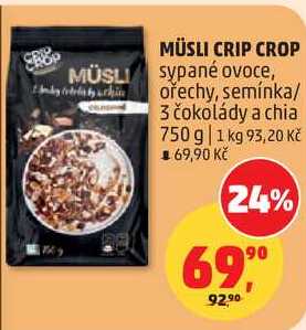 MÜSLI CRIP CROP sypané ovoce, ořechy, semínka, 750 g