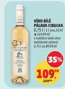 VÍNO BÍLÉ PÁLAVA CIBULKA, 0,75 l