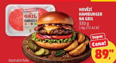 HOVĚZÍ HAMBURGER NA GRIL, 330 g