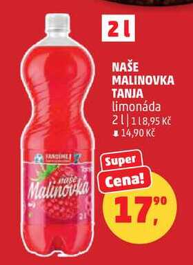 NAŠE MALINOVKA TANJA limonáda, 2 l