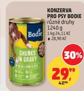 KONZERVA PRO PSY BODIE různé druhy, 1240 g