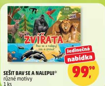 SEŠIT BAV SE A NALEPUJ různé motivy, 1 ks