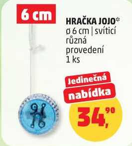 HRAČKA JOJO 6 cm, svítící různá provedení, 1 ks