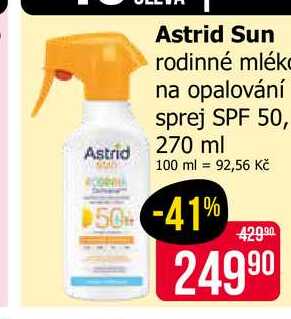 Astrid Sun rodinné mlék na opalování sprej SPF 50, 270 ml
