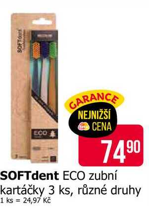SOFTdent ECO zubní kartáčky 3 ks, různé druhy  