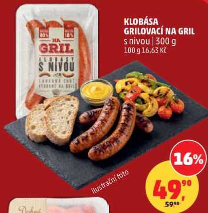 KLOBÁSA GRILOVACÍ NA GRIL s nivou, 300 g