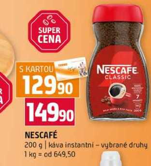 NESCAFE CLASSIC 200 g káva instantní vybrané druhy