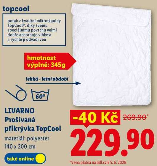 LIVARNO Prošívaná přikrývka TopCool  