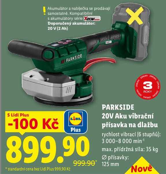 PARKSIDE 20V Aku vibrační přísavka na dlažbu
