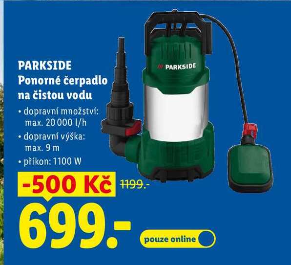 PARKSIDE Ponorné čerpadlo na čistou vodu