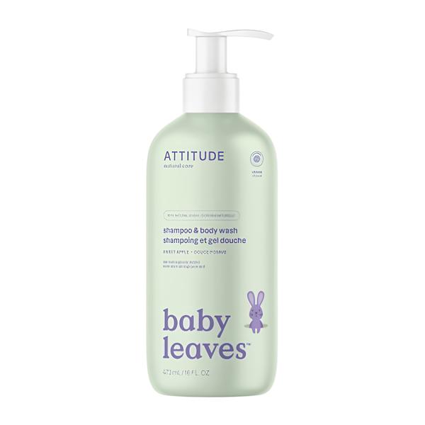 Attitude Baby Leaves 2v1 Dětské tělové mýdlo a šampon s vůní sladkého jablka