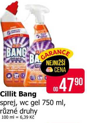 Cillit Bang sprej, wc gel 750 ml, různé druhy 