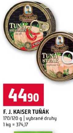 F. J. KAISER TUŇÁK 170/120 g vybrané druhy