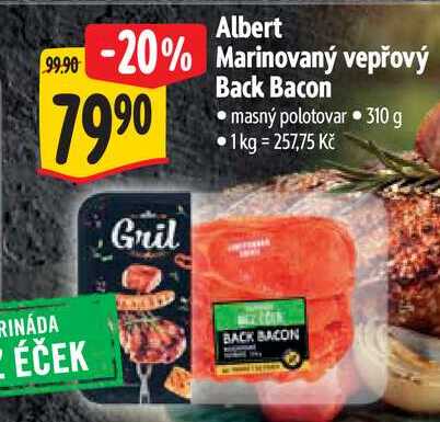 Albert Marinovaný vepřový Back Bacon 310 g