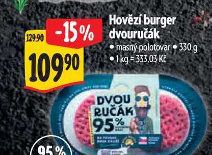 Hovězí burger  dvouručák 330 g