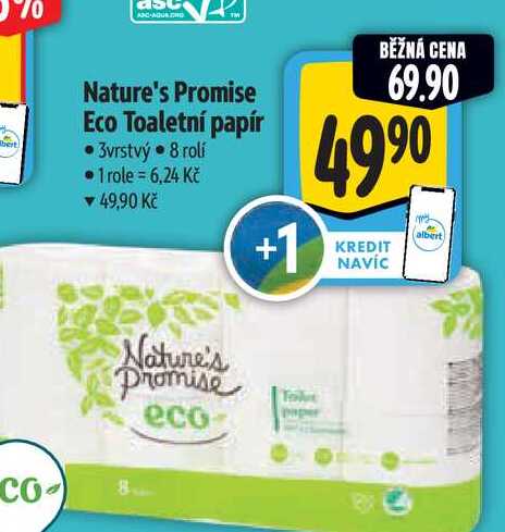 Nature's Promise Eco Toaletní papír 3vrstvý 8 rolí