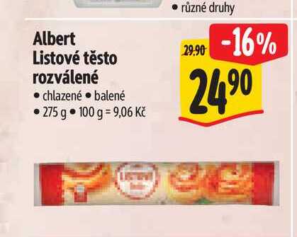 Albert Listové těsto rozválené 275 g
