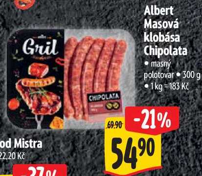 Albert Masová klobása Chipolata, 300 g 