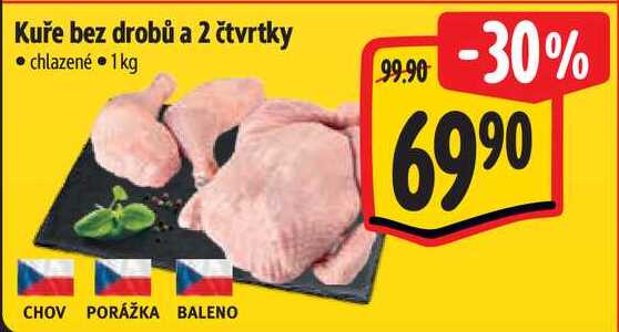 Kuře bez drobů a 2 čtvrtky, 1 kg