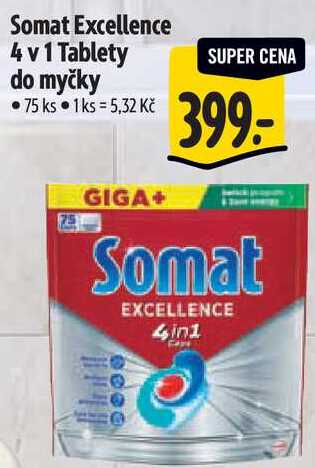 Somat Excellence 4 v 1 Tablety do myčky, 75 ks 