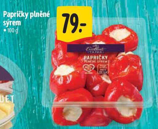 Papričky plněné sýrem, 100 g