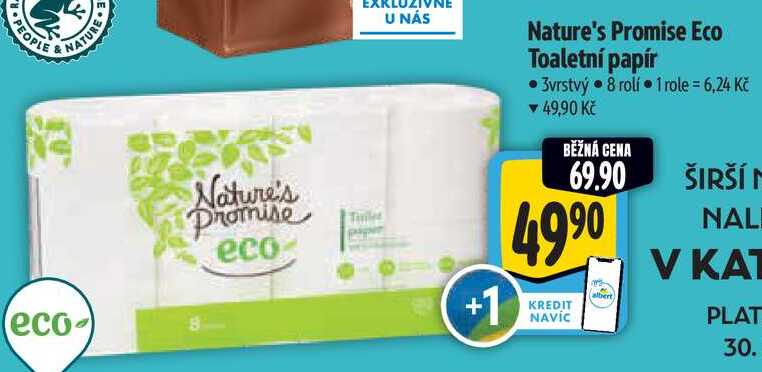 Nature's Promise Eco Toaletní papír, 8 rolí