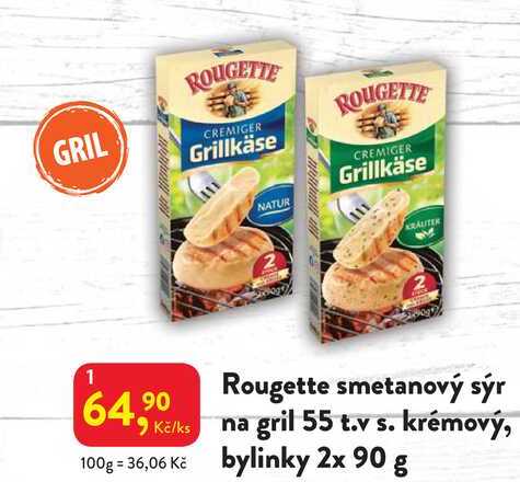 Rougette smetanový sýr na gril 55 t.v s. krémový, bylinky 2x 90 g