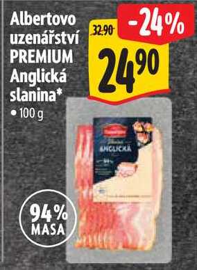 Albertovo uzenářství PREMIUM Anglická slanina, 100 g  