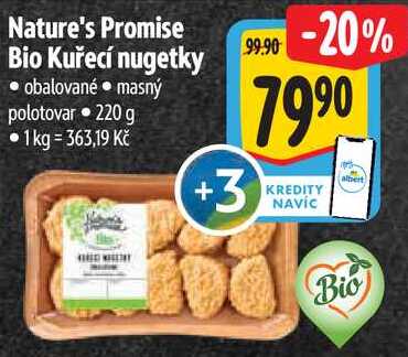 Nature's Promise Bio Kuřecí nugetky, 220 g 