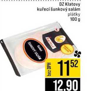 DZ Klatovy kuřecí šunkový salám plátky 100 g