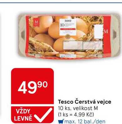 Tesco Čerstvá vejce, 10 ks, velikost M 