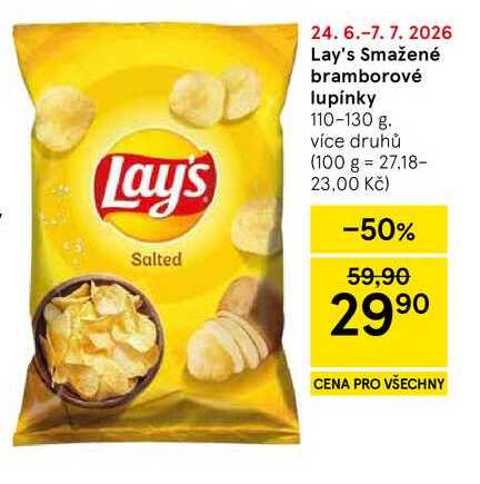 Lay's Smažené bramborové lupínky, 110-130 g