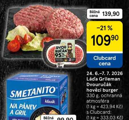 Láda Grileman Dvouručák hovězí burger, 330 g
