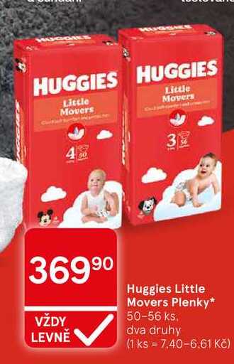 Huggies Little Movers Plenky, 50-56 ks, dva druhy