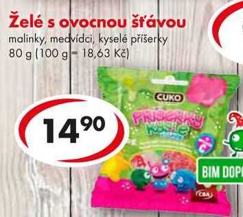 Želé s ovocnou šťávou, 80 g