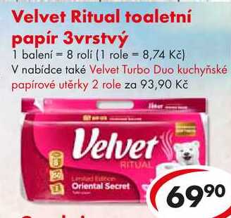 Velvet Ritual toaletní papír 3vrstvý, 8 rolí  